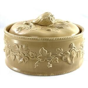 Vintage Haldon Group Casserole Dish Cabbage Grapes W/ Ceramic Liner